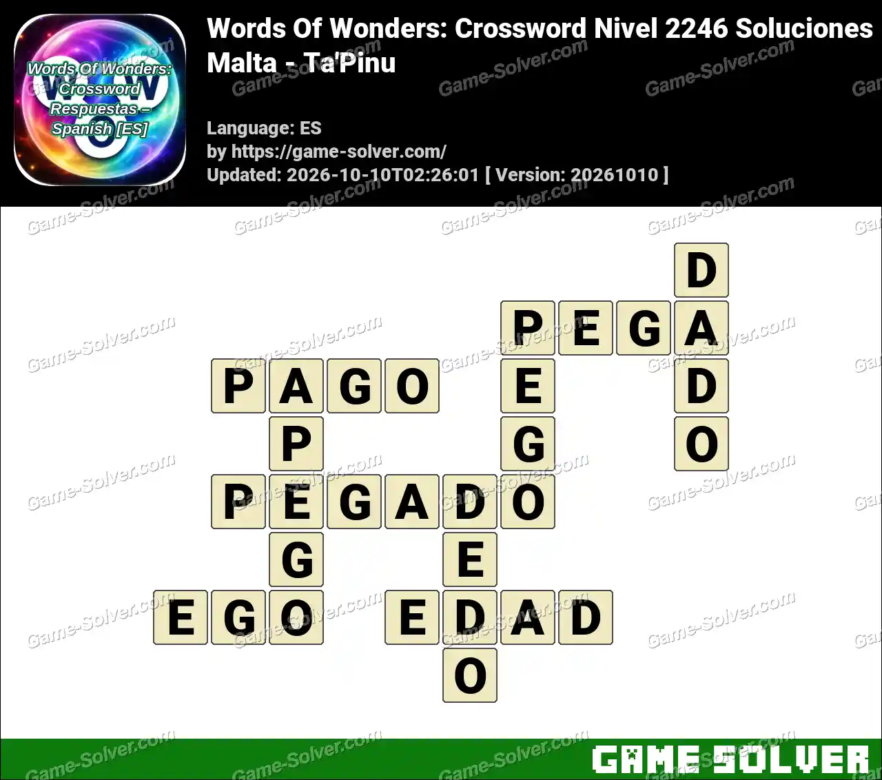 Words Of Wonders: Crossword Nivel 2246 Soluciones – Malta – Ta’Pinu